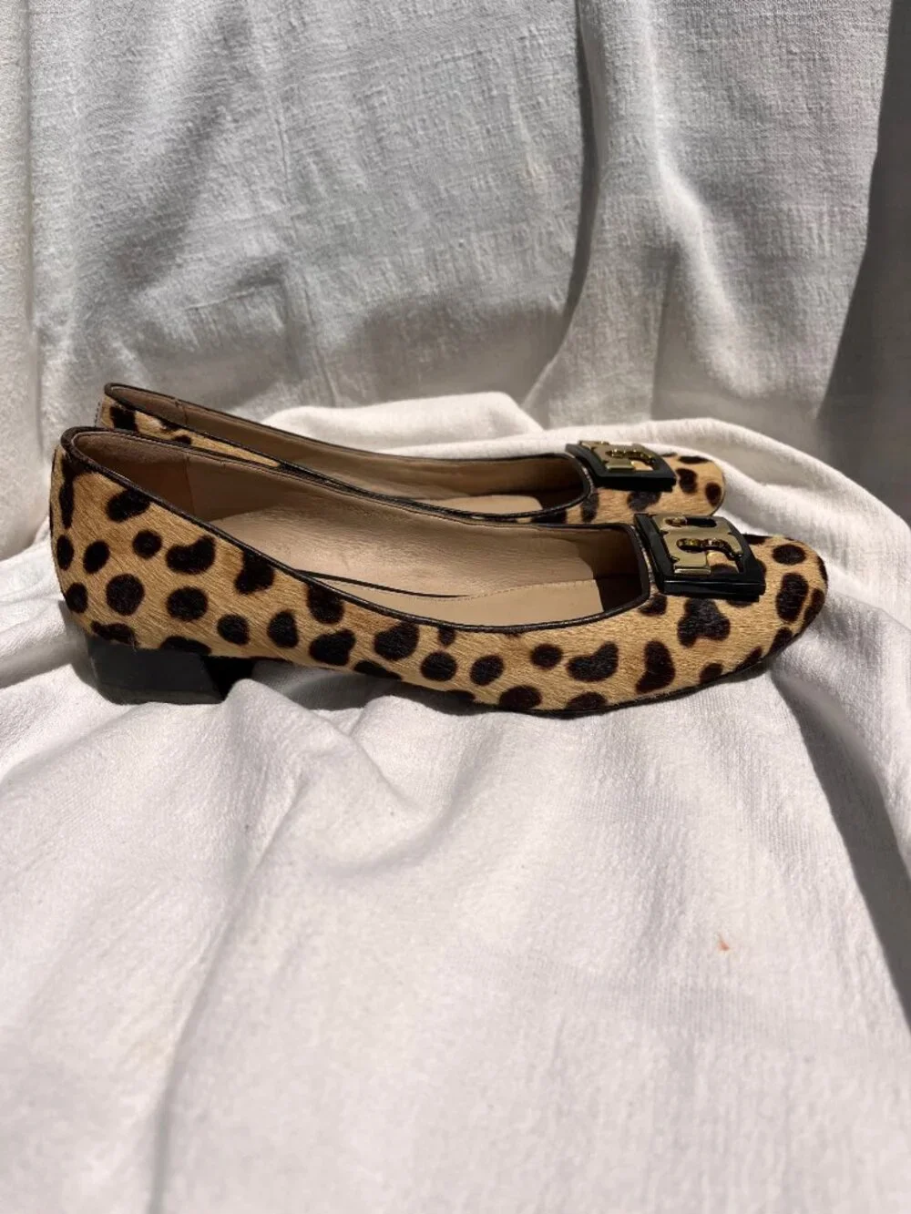 Tory Burch Gigi Leopard Print Calf Hair Block Heel Pumps